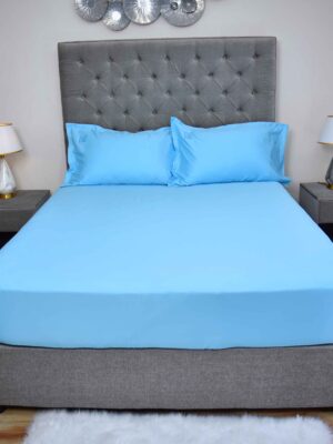 VLM Aero Blue Cotton-Blend Bedsheet Set