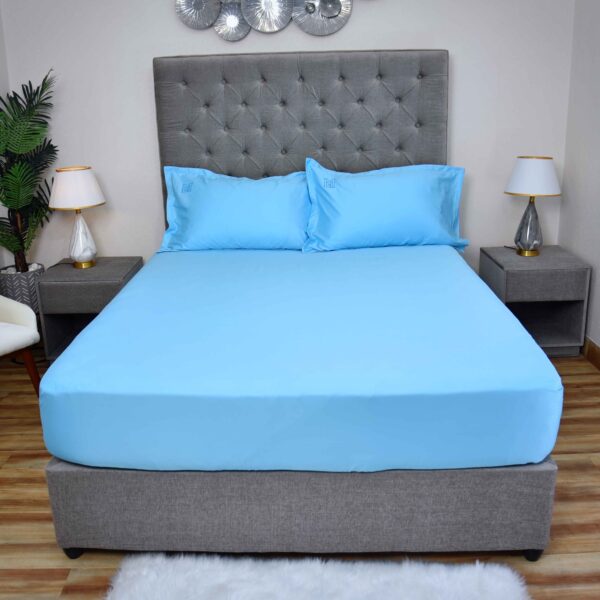 VLM Aero Blue Cotton-Blend Bedsheet Set